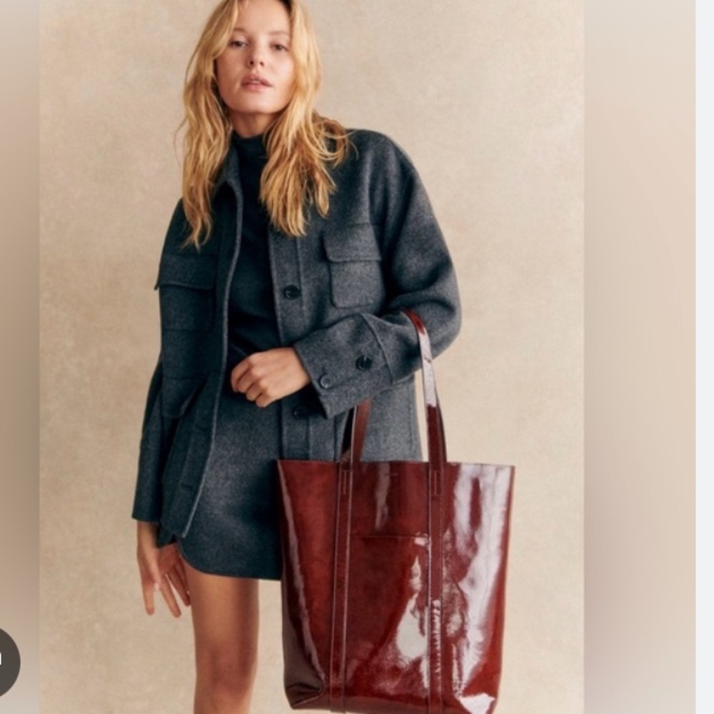 Sezane The Tote in Mahogany Patent Leather - Picture 2 of 6